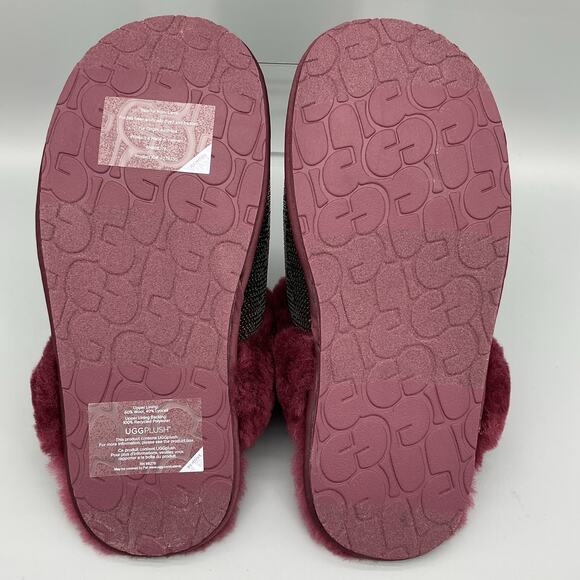 NEW UGG Women’s Scuffette II Mirror Ball Slipper Maroon Size 5 - Picture 8 of 10
